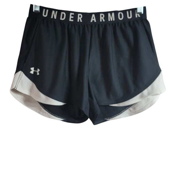 Under Armour Play Up Shorts Black Small PullOn Pockets 3" Wicking HeatGear Loose - Picture 1 of 9
